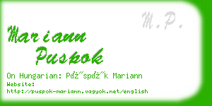 mariann puspok business card
